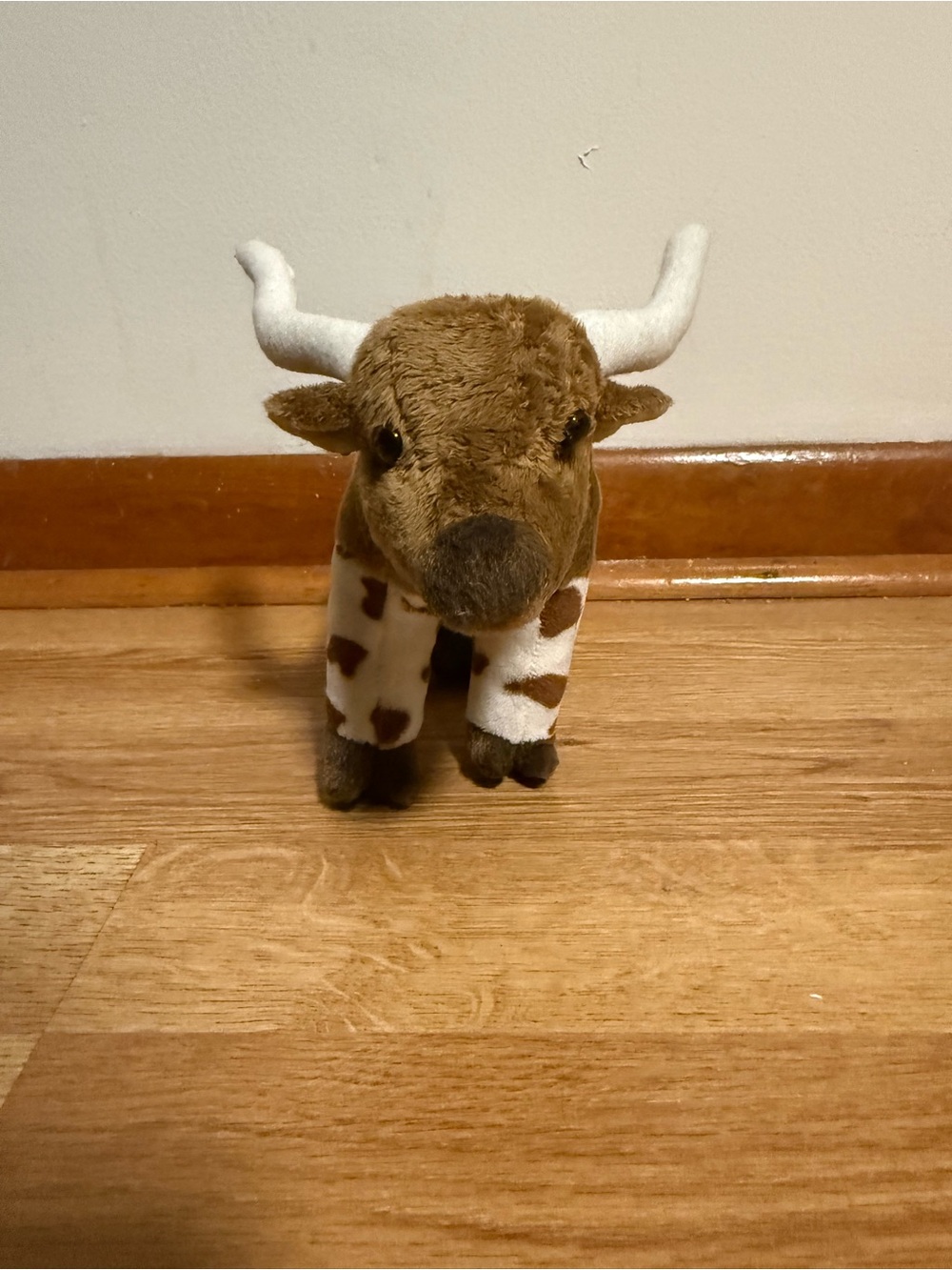Longhorn Cow Steer Bull Douglas Cuddle Plush Stuffy Brown White Spots 7"